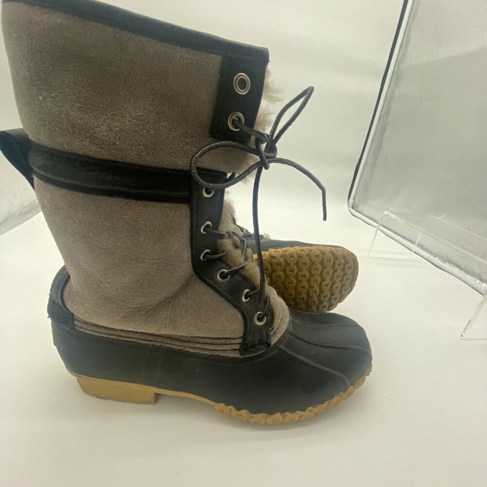 LL Bean Womens 10" Signature Wicked Good Foldover Shearling Duck Boots Size 8M